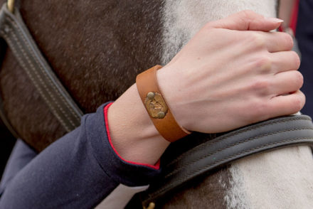 Luke & Lyla Designs Vintage Jockey Race Horse Equestrian Leather Cuff Bracelet