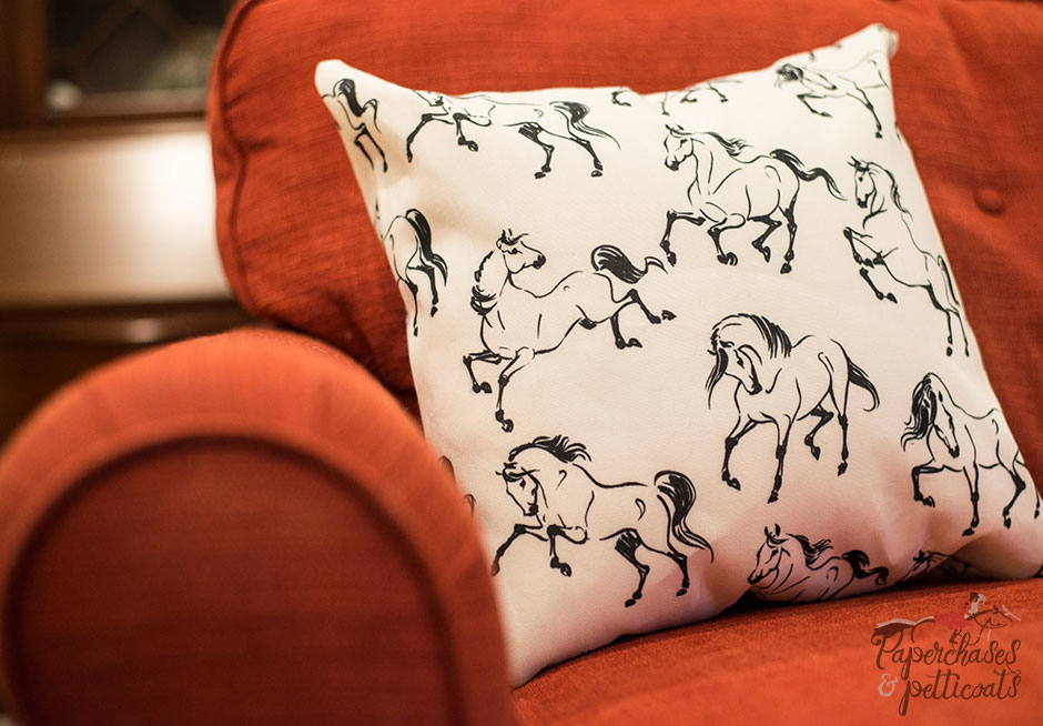 Lara Kaller Dancing Horses Throw Pillow