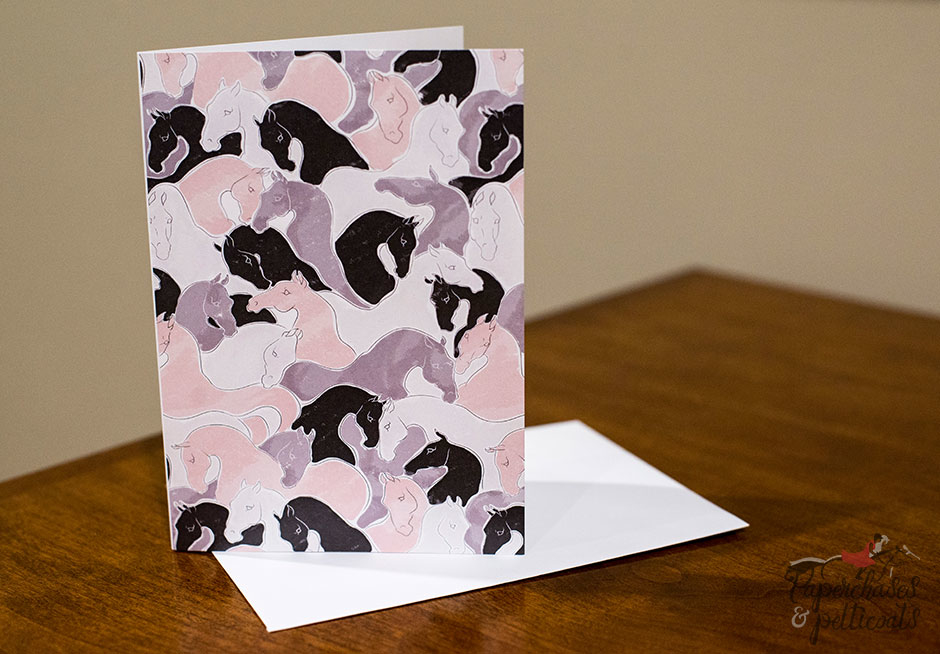 Lara Kaller Playing Horses Pattern Stationary Cards